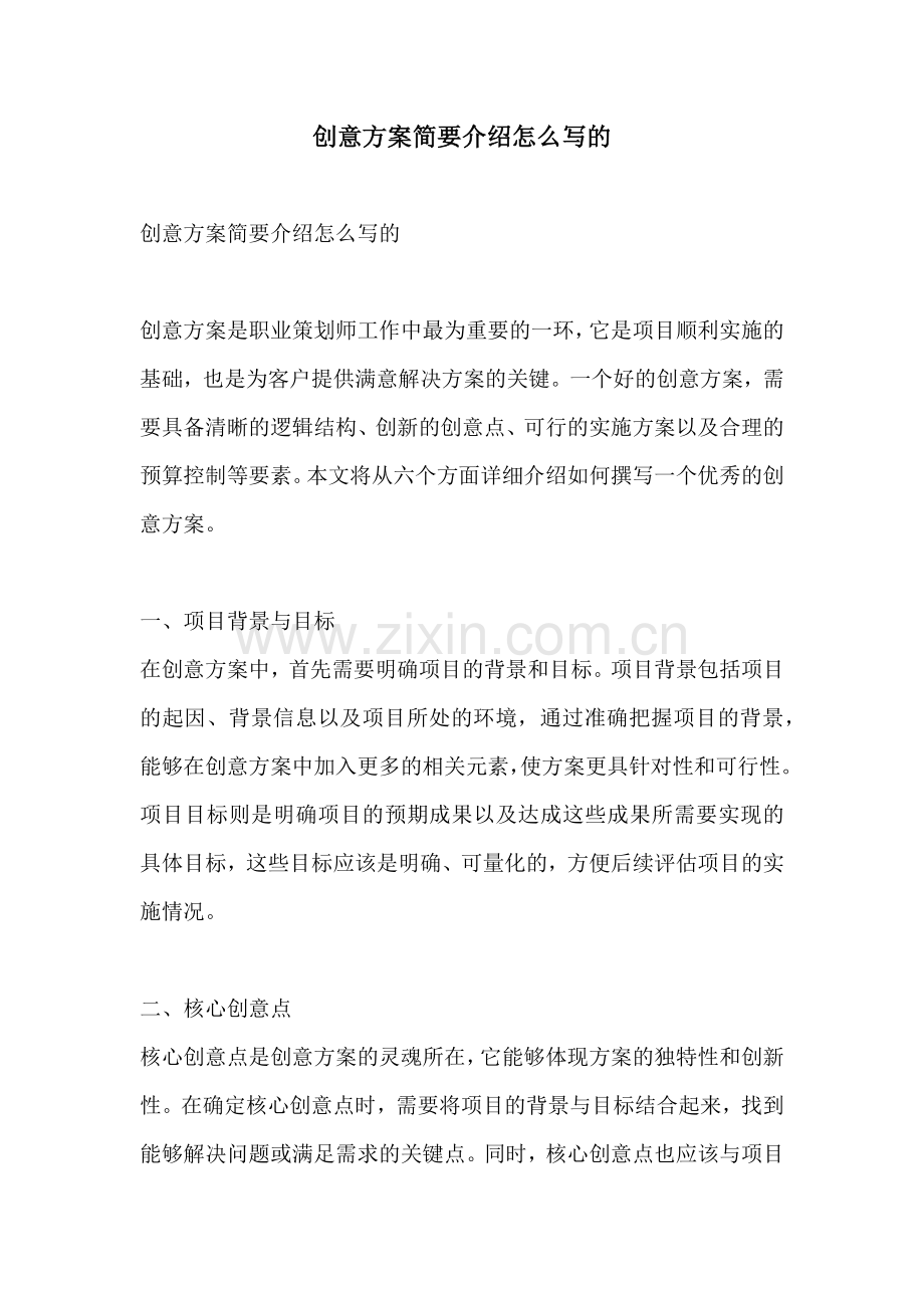 创意方案简要介绍怎么写的.docx_第1页