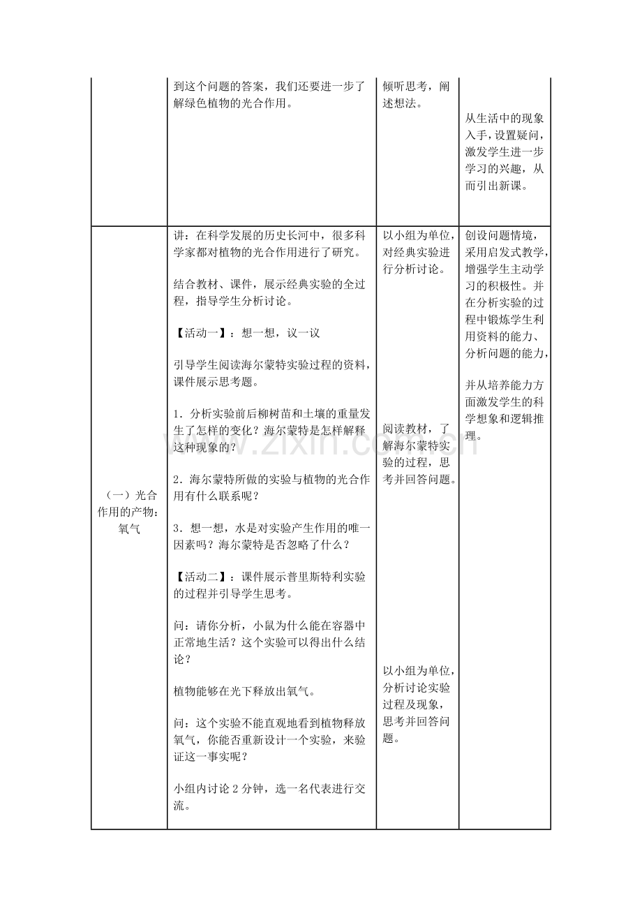 中考生物复习---绿色植物的光合作用和呼吸作用-光合作用吸收二氧化碳释放氧气教学设计.doc_第3页