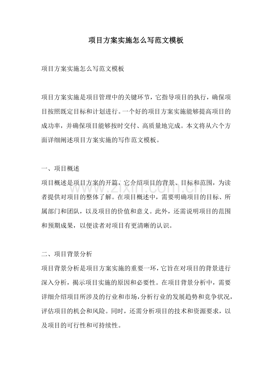 项目方案实施怎么写范文模板.docx_第1页