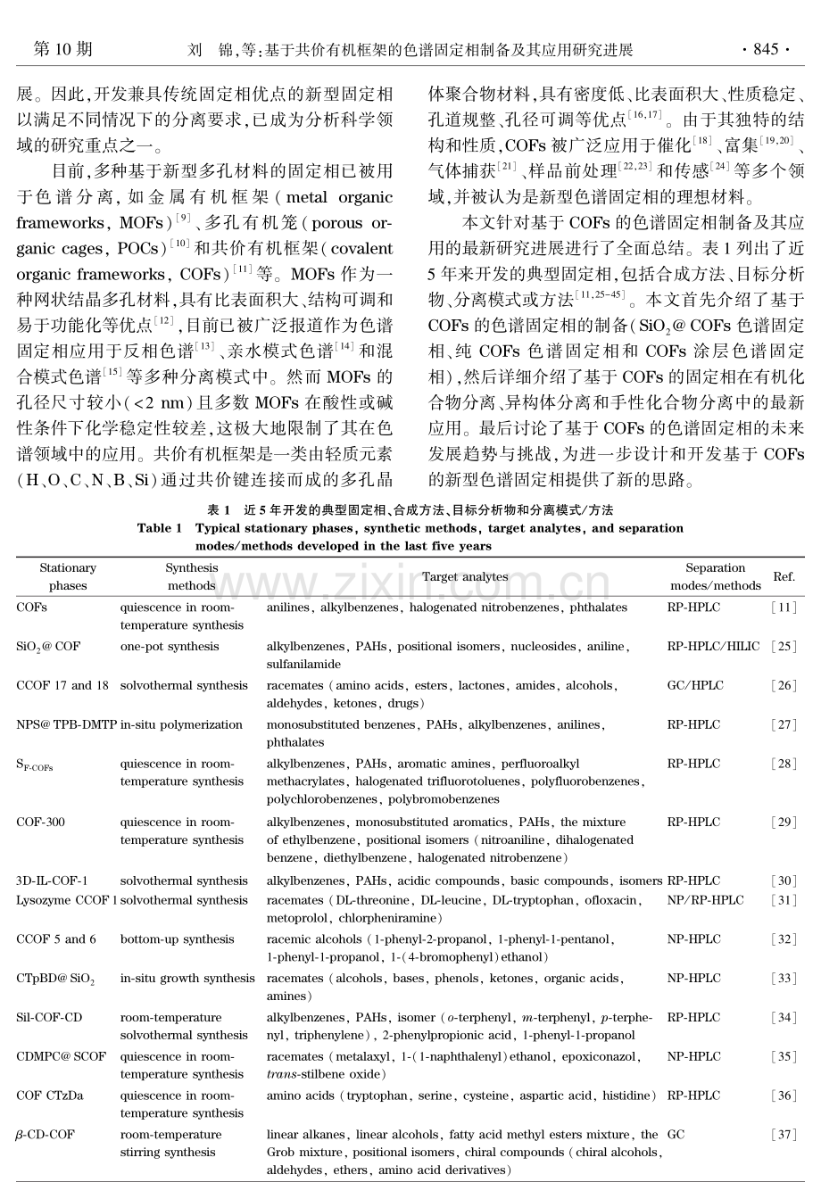 基于共价有机框架的色谱固定相制备及其应用研究进展.pdf_第3页