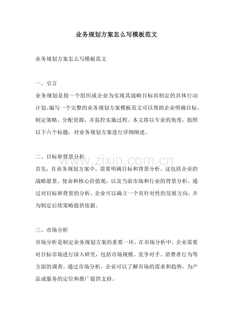 业务规划方案怎么写模板范文.docx_第1页