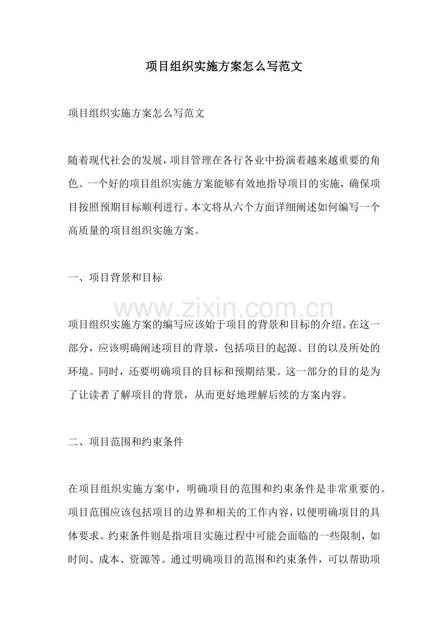 项目组织实施方案怎么写范文.docx_第1页