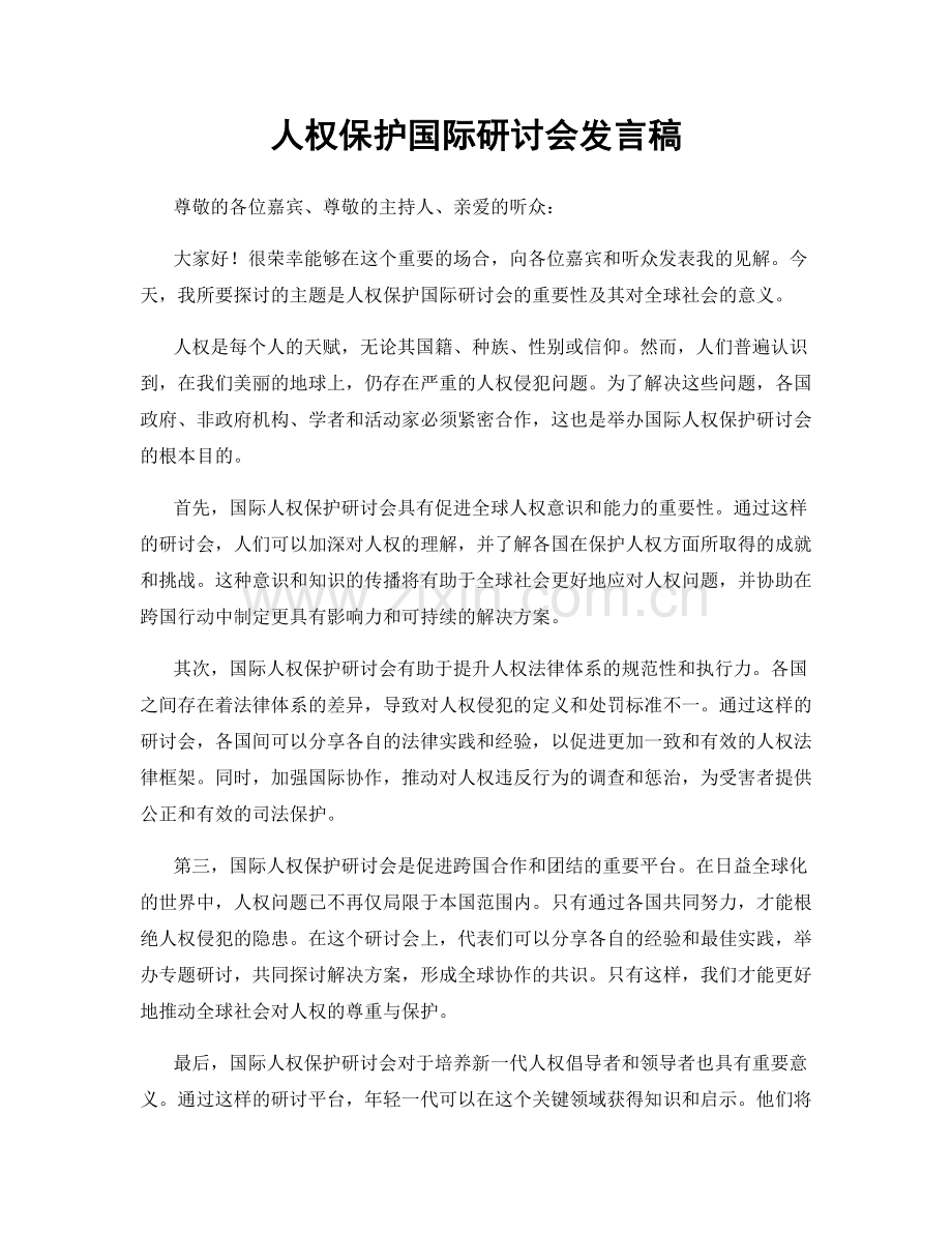 人权保护国际研讨会发言稿.docx_第1页