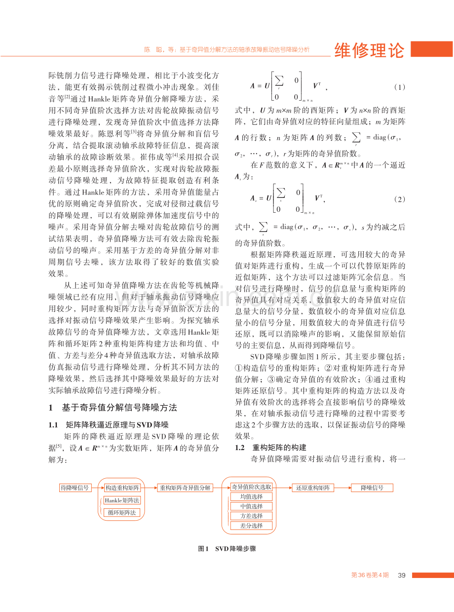 基于奇异值分解方法的轴承故障振动信号降噪分析.pdf_第2页