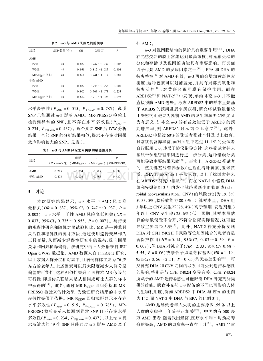 基于两样本孟德尔随机化研究探究ω-3脂肪酸与年龄相关性黄斑变性之间的因果关系.pdf_第3页