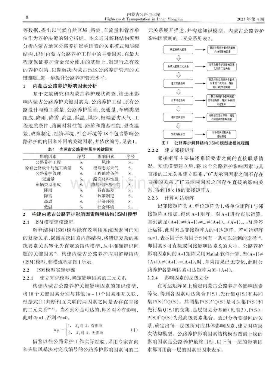 基于解释结构模型下内蒙古公路养护影响因素研究.pdf_第2页