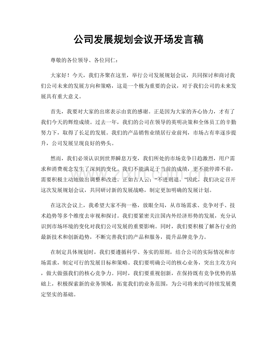 公司发展规划会议开场发言稿.docx_第1页