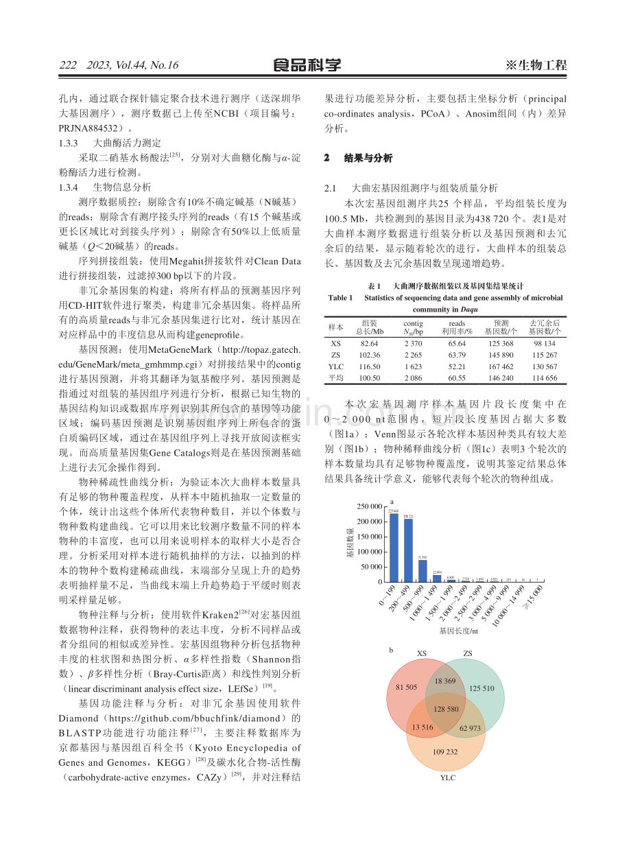 基于宏基因组学测序技术分析3个轮次高温大曲微生物群落.pdf_第3页