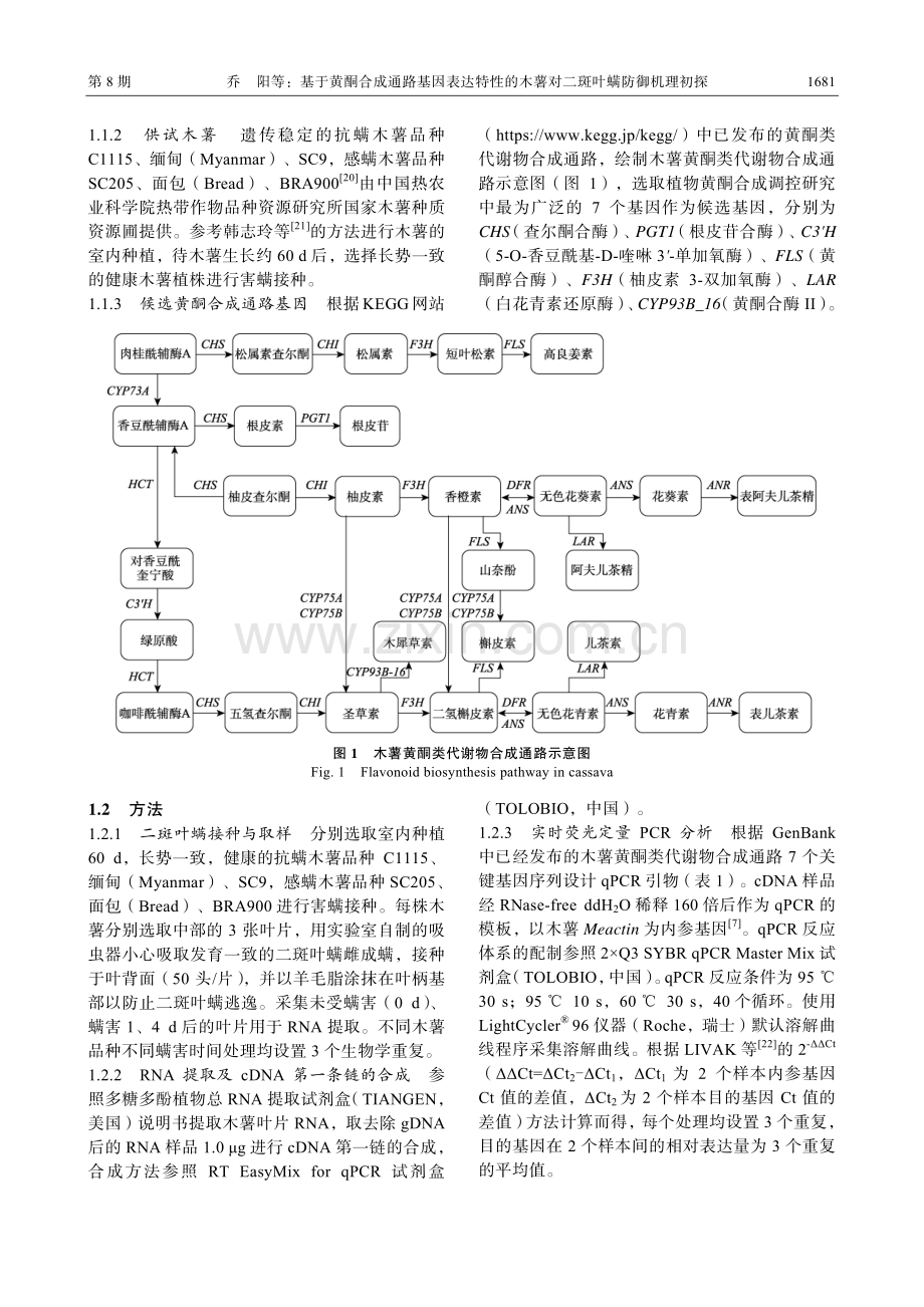 基于黄酮合成通路基因表达特性的木薯对二斑叶螨防御机理初探.pdf_第3页