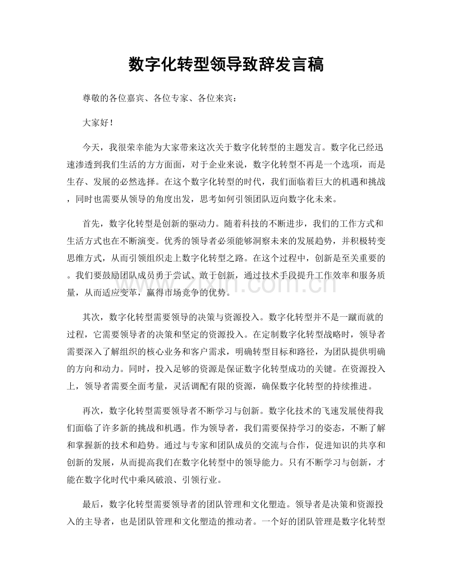 数字化转型领导致辞发言稿.docx_第1页