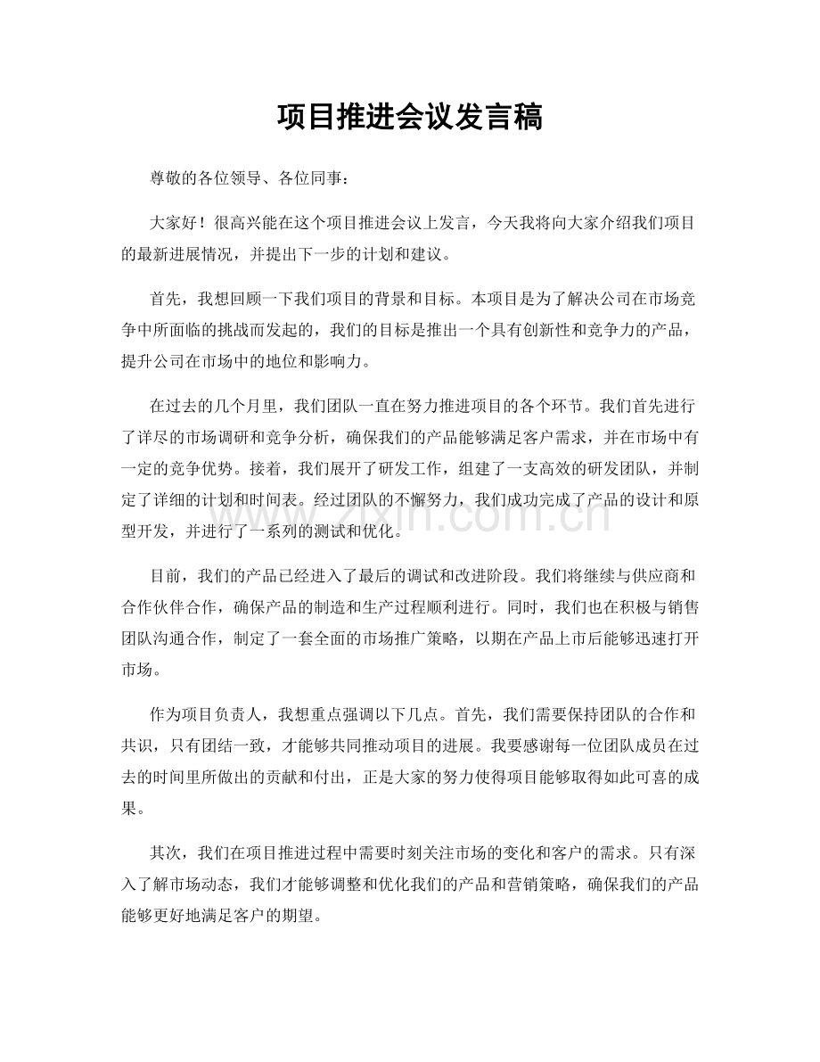 项目推进会议发言稿.docx_第1页