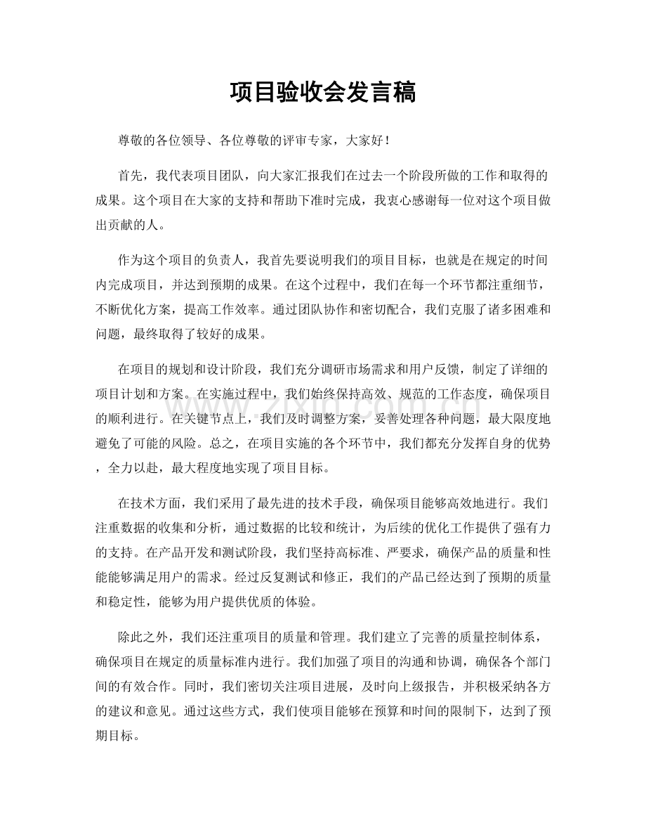 项目验收会发言稿.docx_第1页