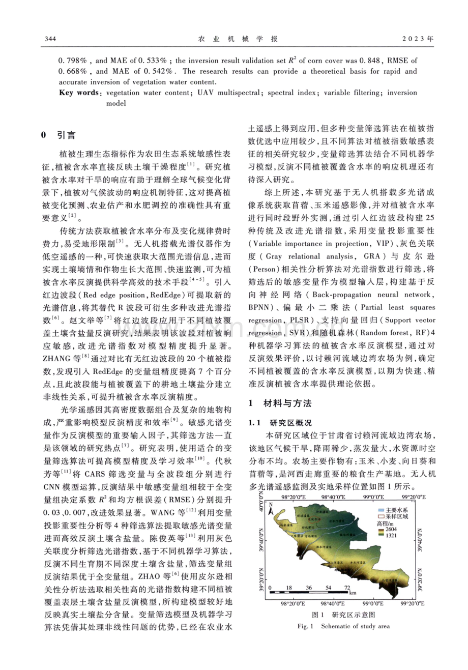 基于敏感变量筛选的多光谱植被含水率反演模型研究.pdf_第2页