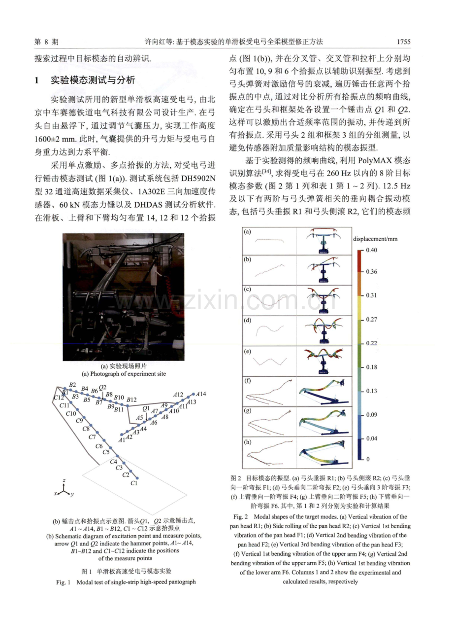 基于模态实验的单滑板受电弓全柔模型修正方法.pdf_第3页