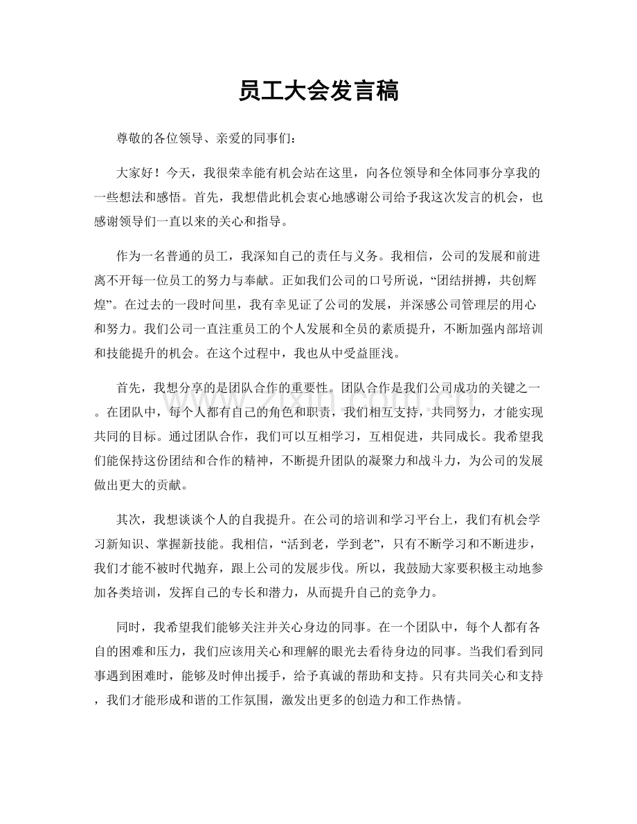 员工大会发言稿.docx_第1页