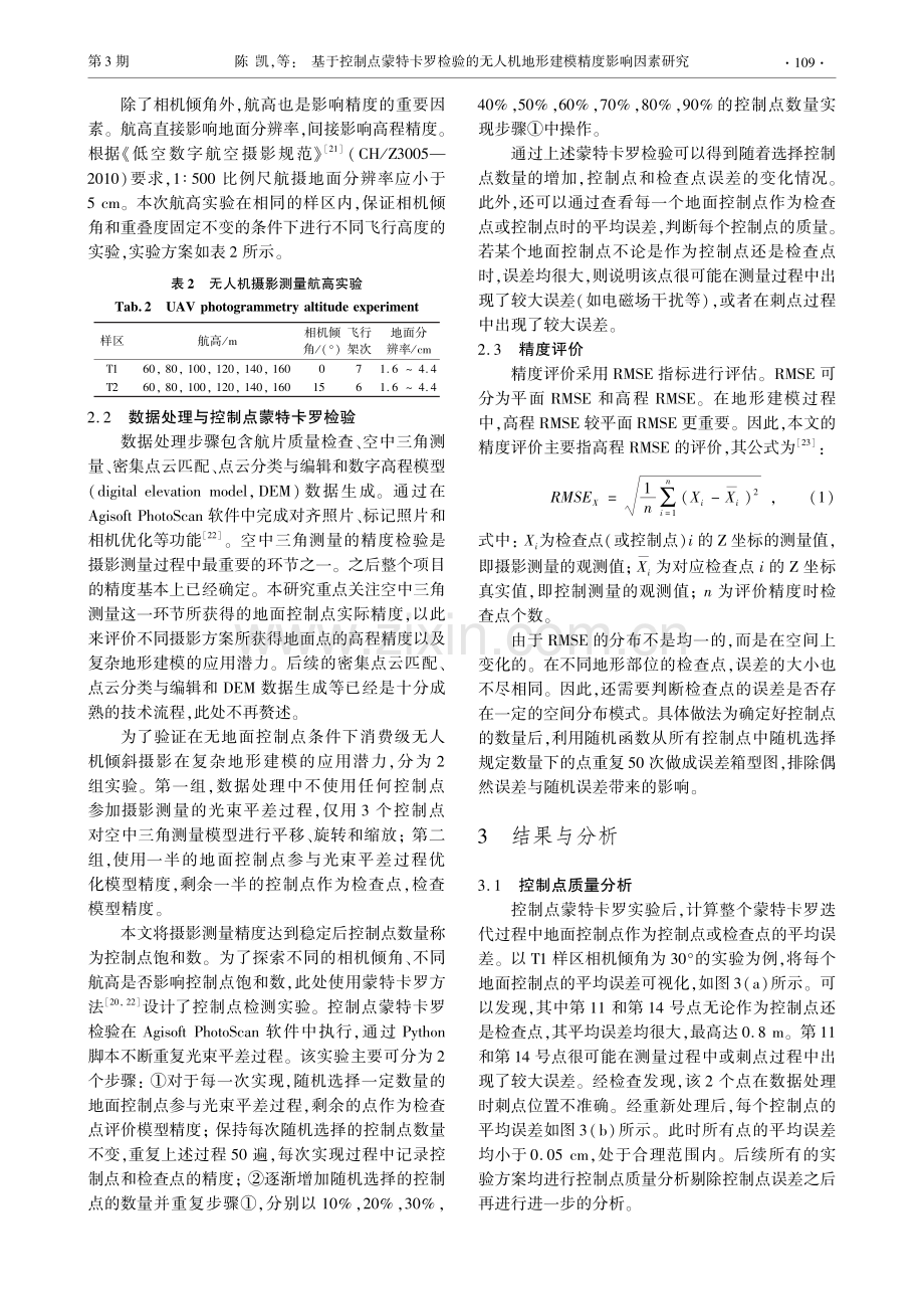 基于控制点蒙特卡罗检验的无人机地形建模精度影响因素研究.pdf_第3页