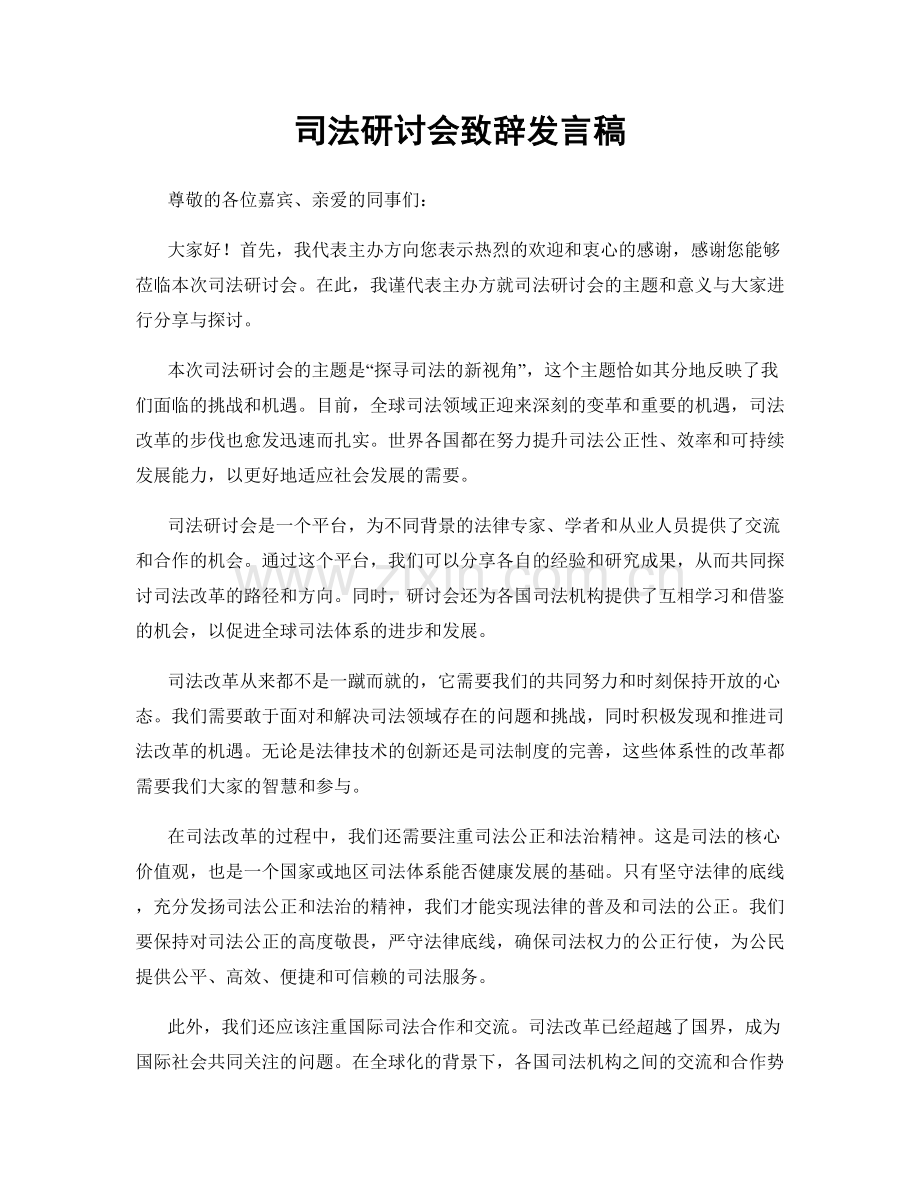 司法研讨会致辞发言稿.docx_第1页