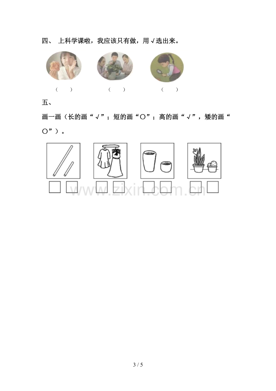 新教科版一年级科学下册期中考试卷及答案.doc_第3页