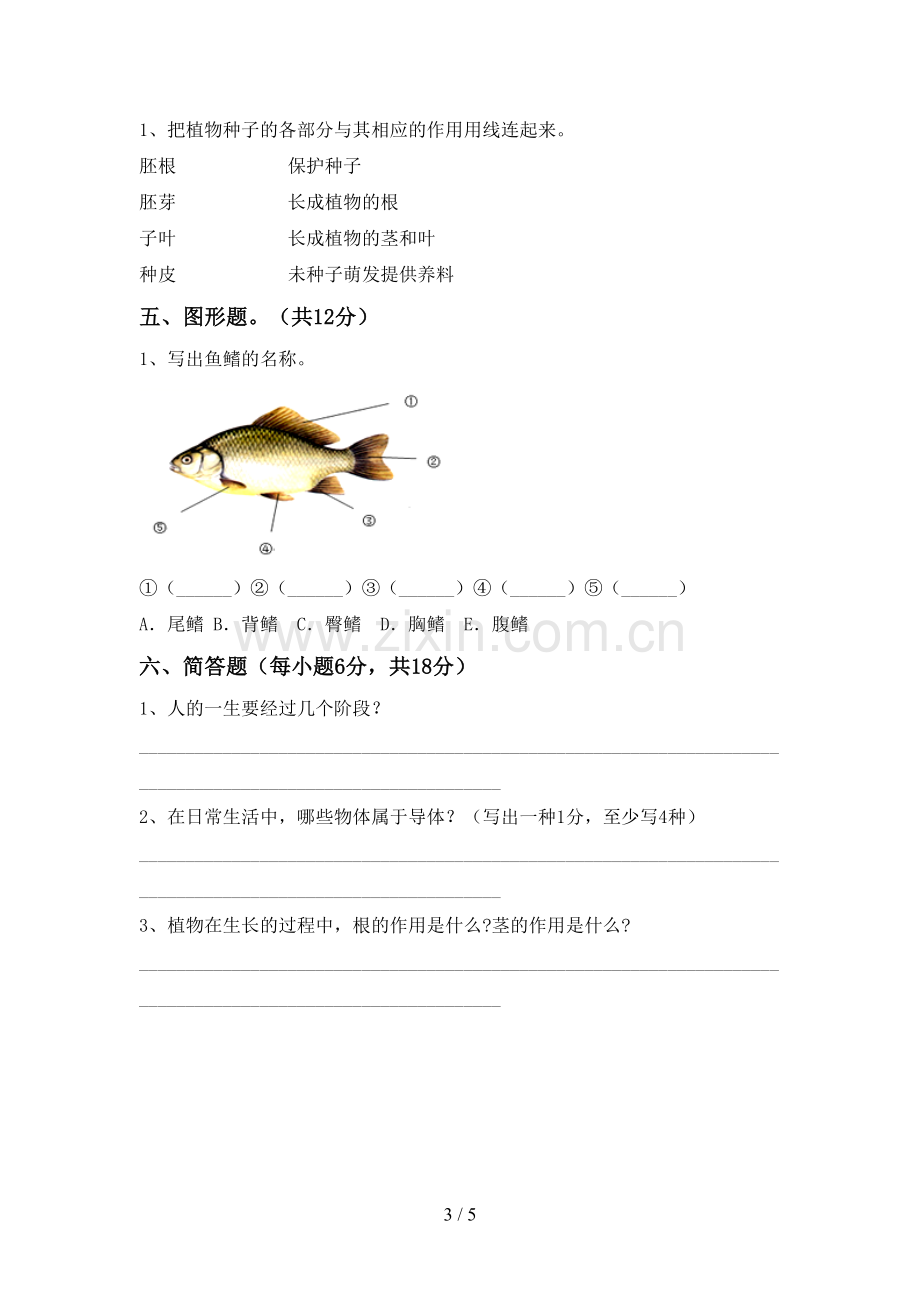 2022-2023年人教版四年级科学下册期中考试题及答案【下载】.doc_第3页