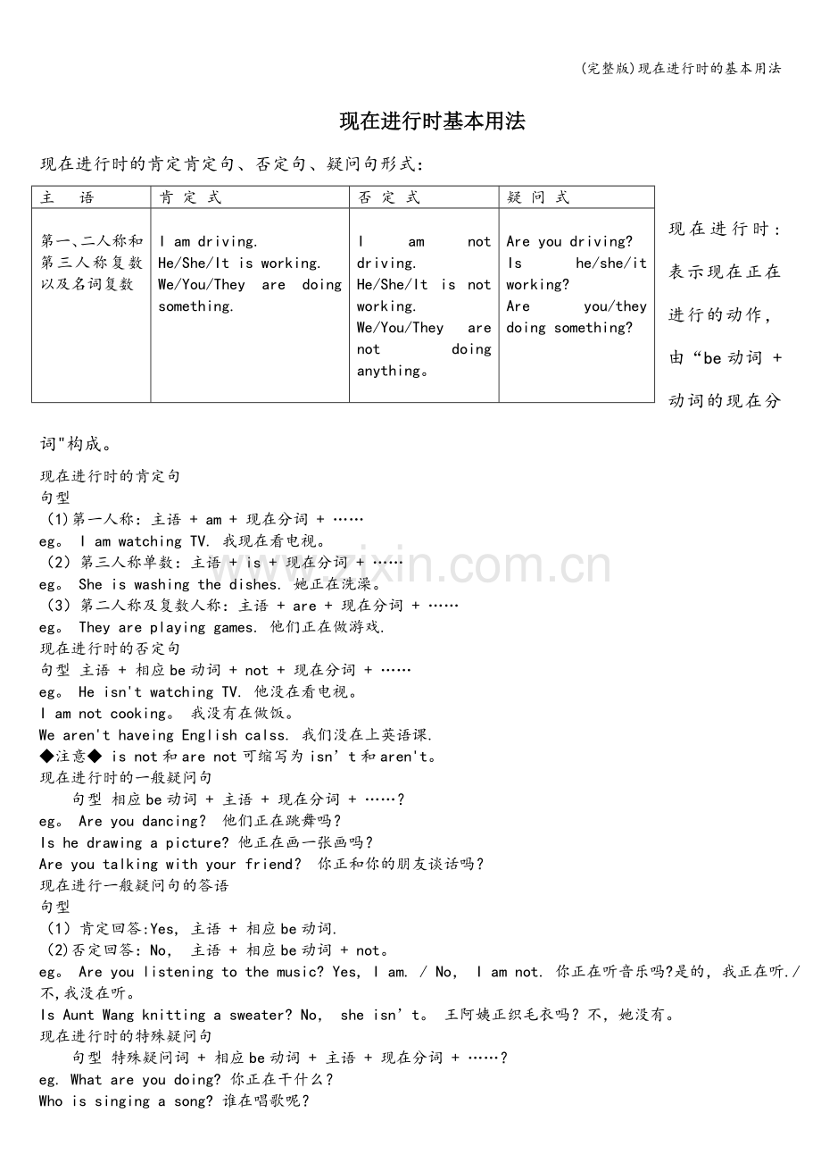 现在进行时的基本用法.doc_第1页