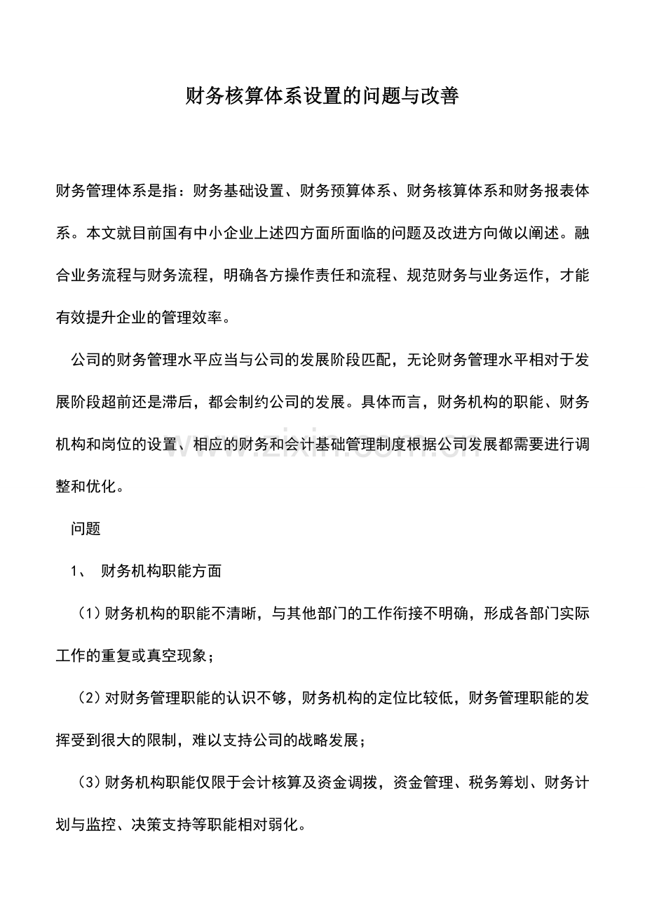 会计实务：财务核算体系设置的问题与改善.doc_第1页