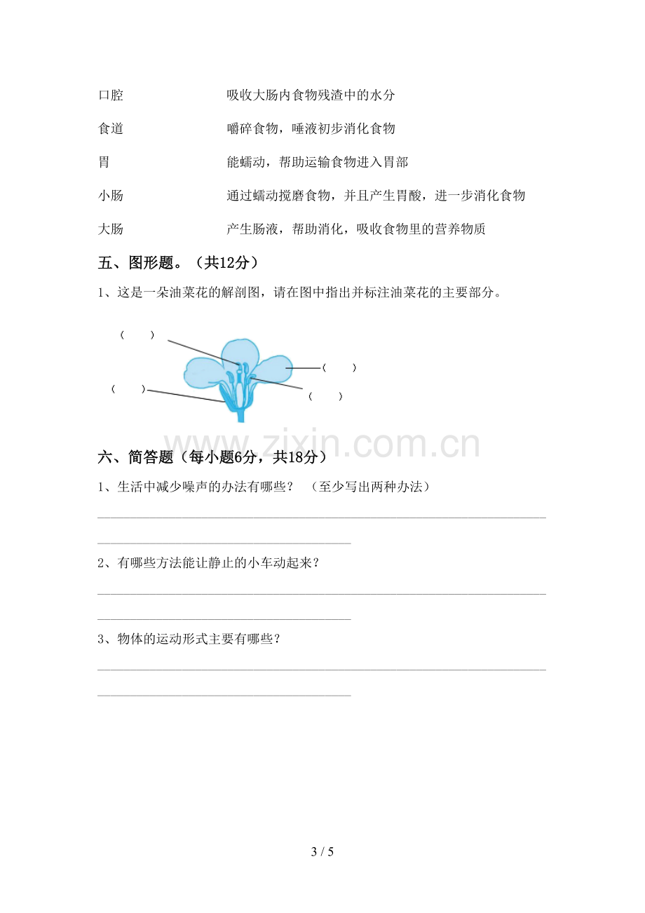 2022-2023年教科版四年级科学下册期中试卷(全面).doc_第3页