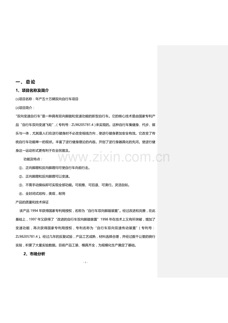 年产50万辆自行车项目可行性建议书.doc_第2页