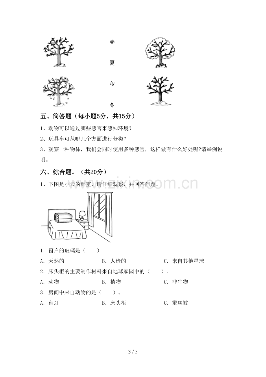 新教科版二年级科学下册期中试卷及答案【新版】.doc_第3页