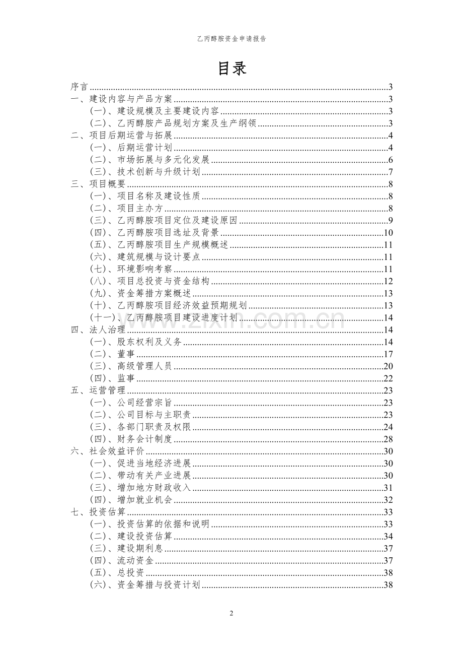 2024年乙丙醇胺投资项目资金申请报告.docx_第2页