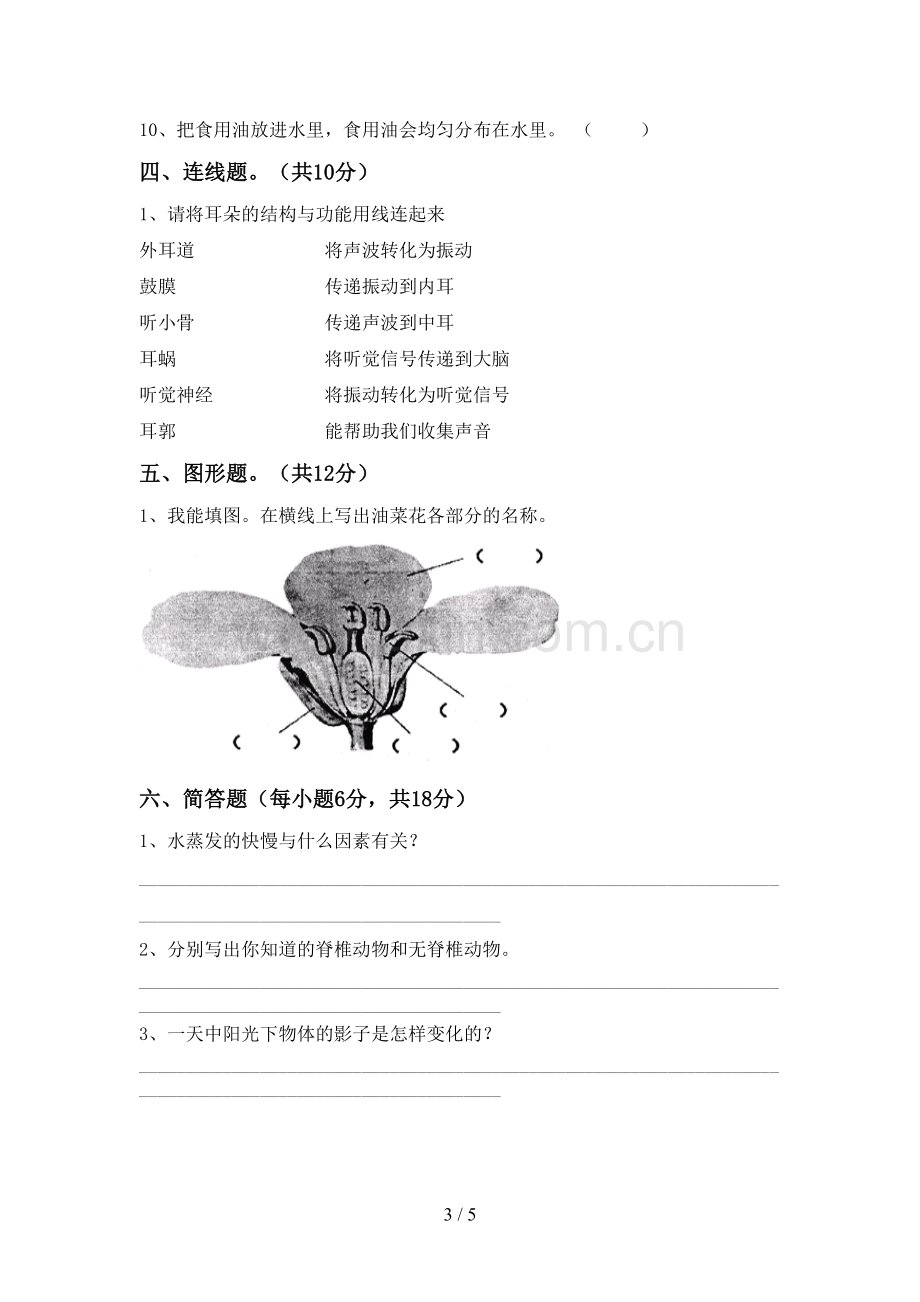 四年级科学下册期中考试卷及答案【通用】.doc_第3页