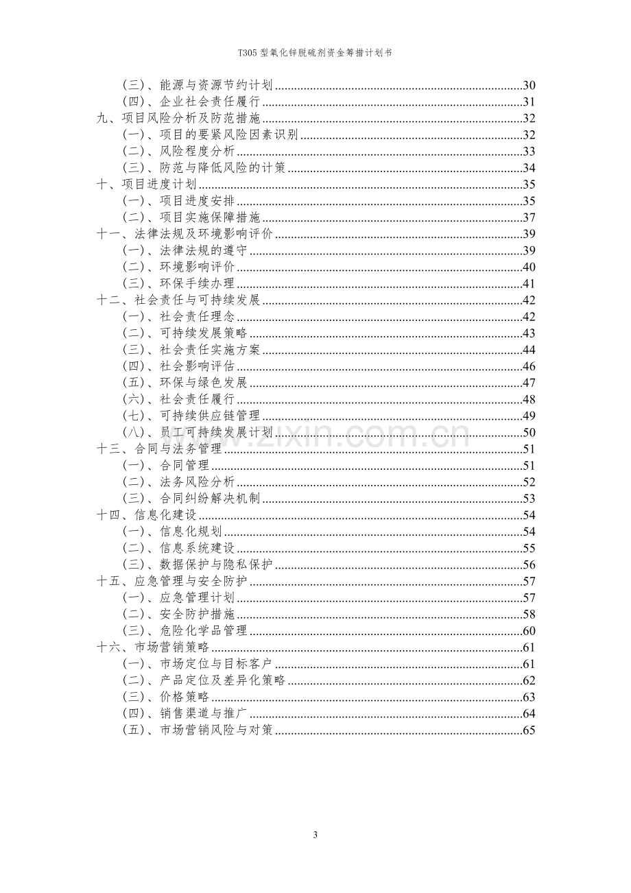 2024年T305型氧化锌脱硫剂项目资金筹措计划书.docx_第3页