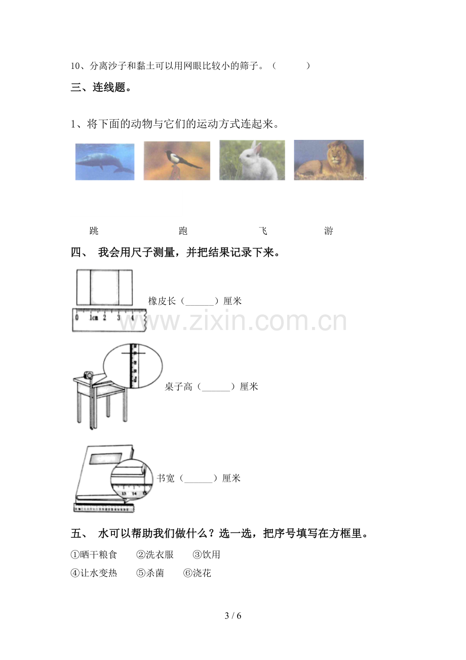 一年级科学下册期中试卷(汇总).doc_第3页