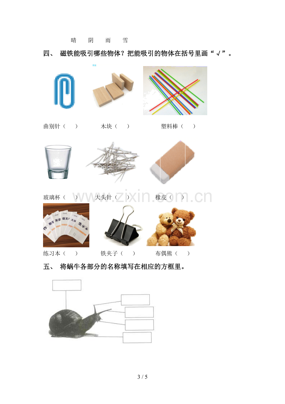 教科版一年级科学下册期中测试卷【加答案】.doc_第3页