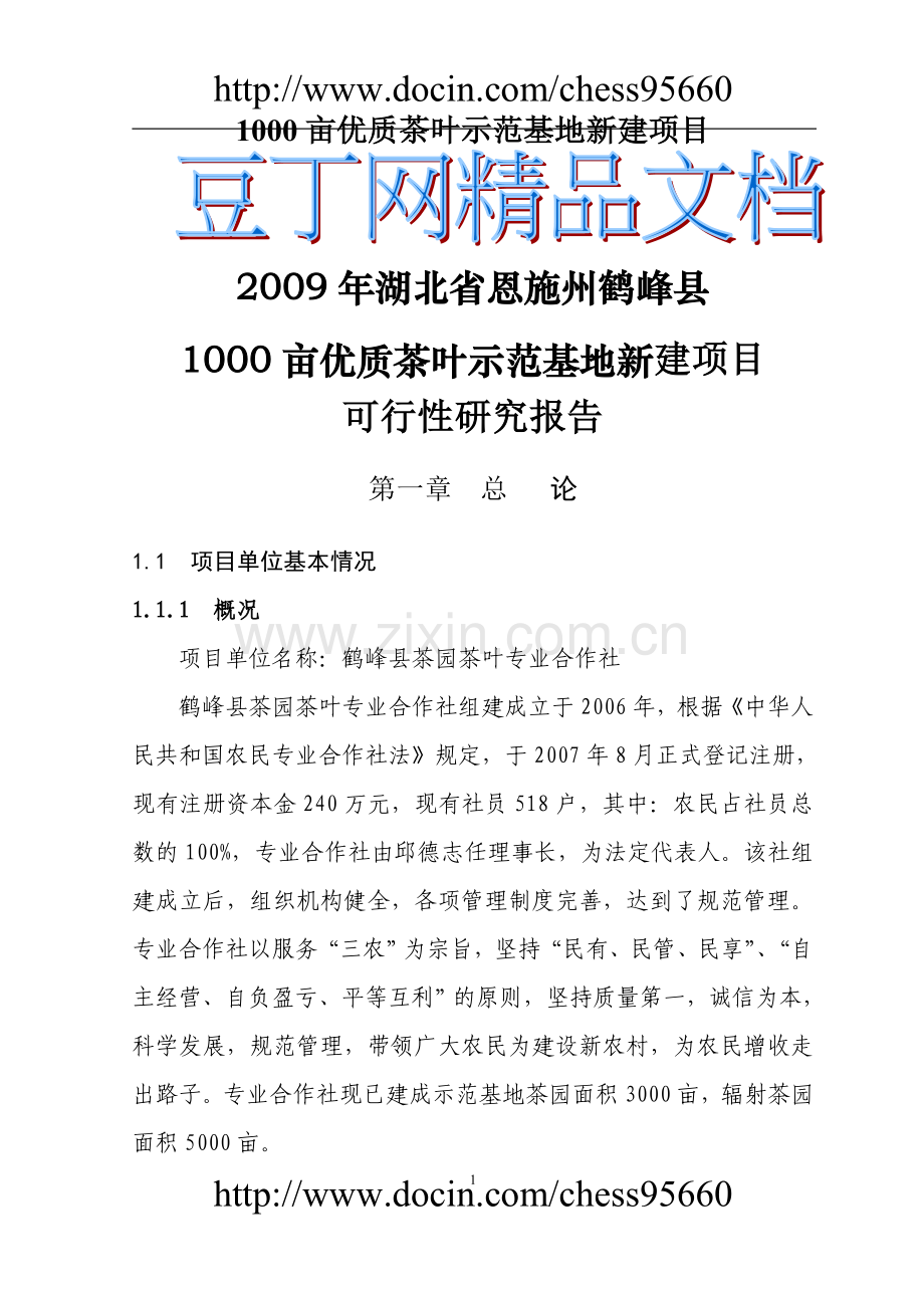 3000亩优质茶叶示范种植基地可行性论证报告.doc_第1页