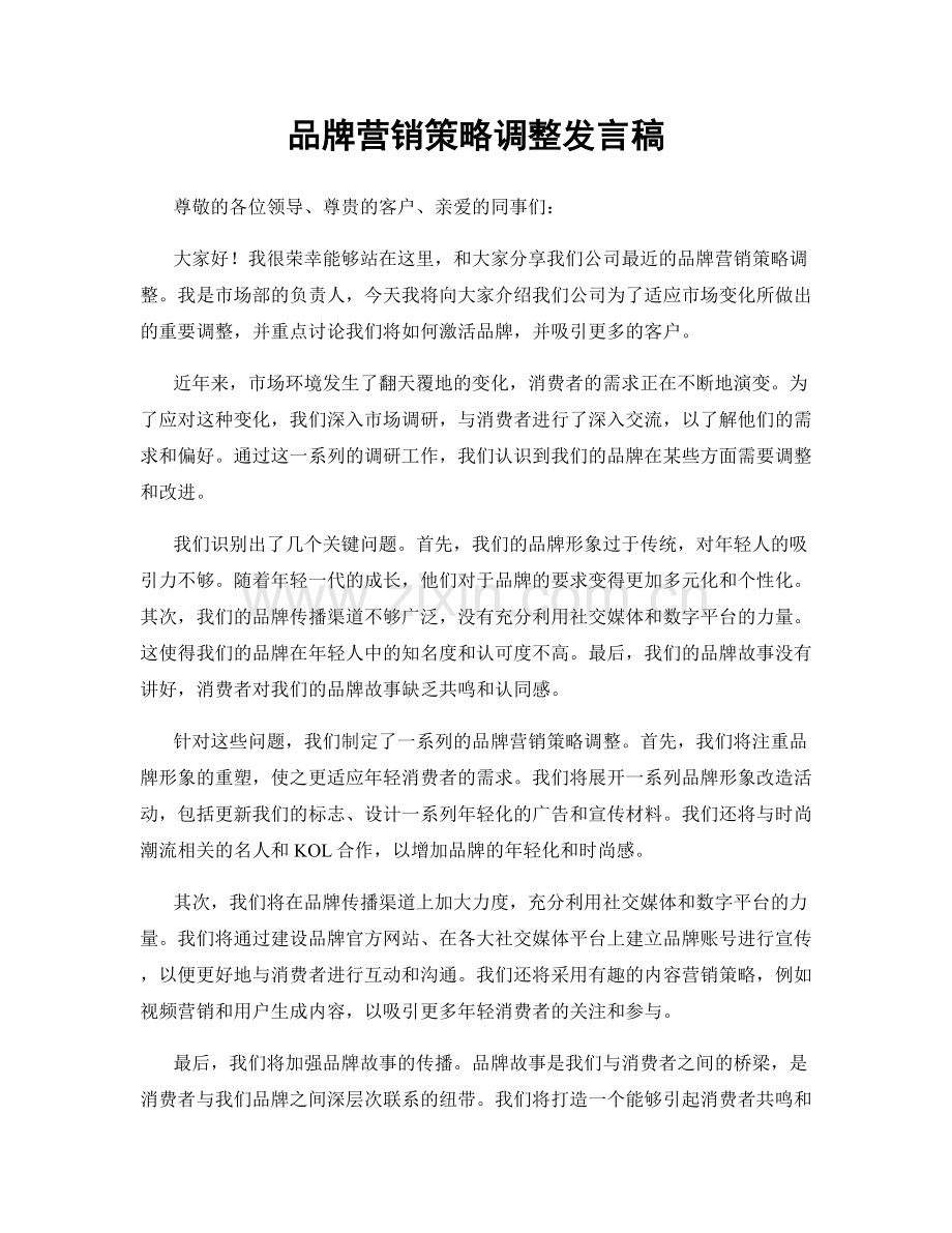 品牌营销策略调整发言稿.docx_第1页