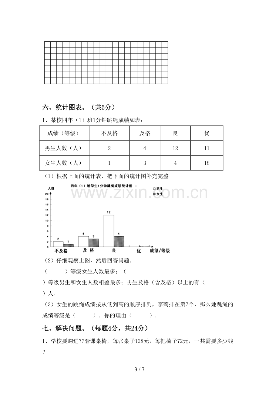 2023年人教版四年级数学下册期末考试卷(及参考答案).doc_第3页