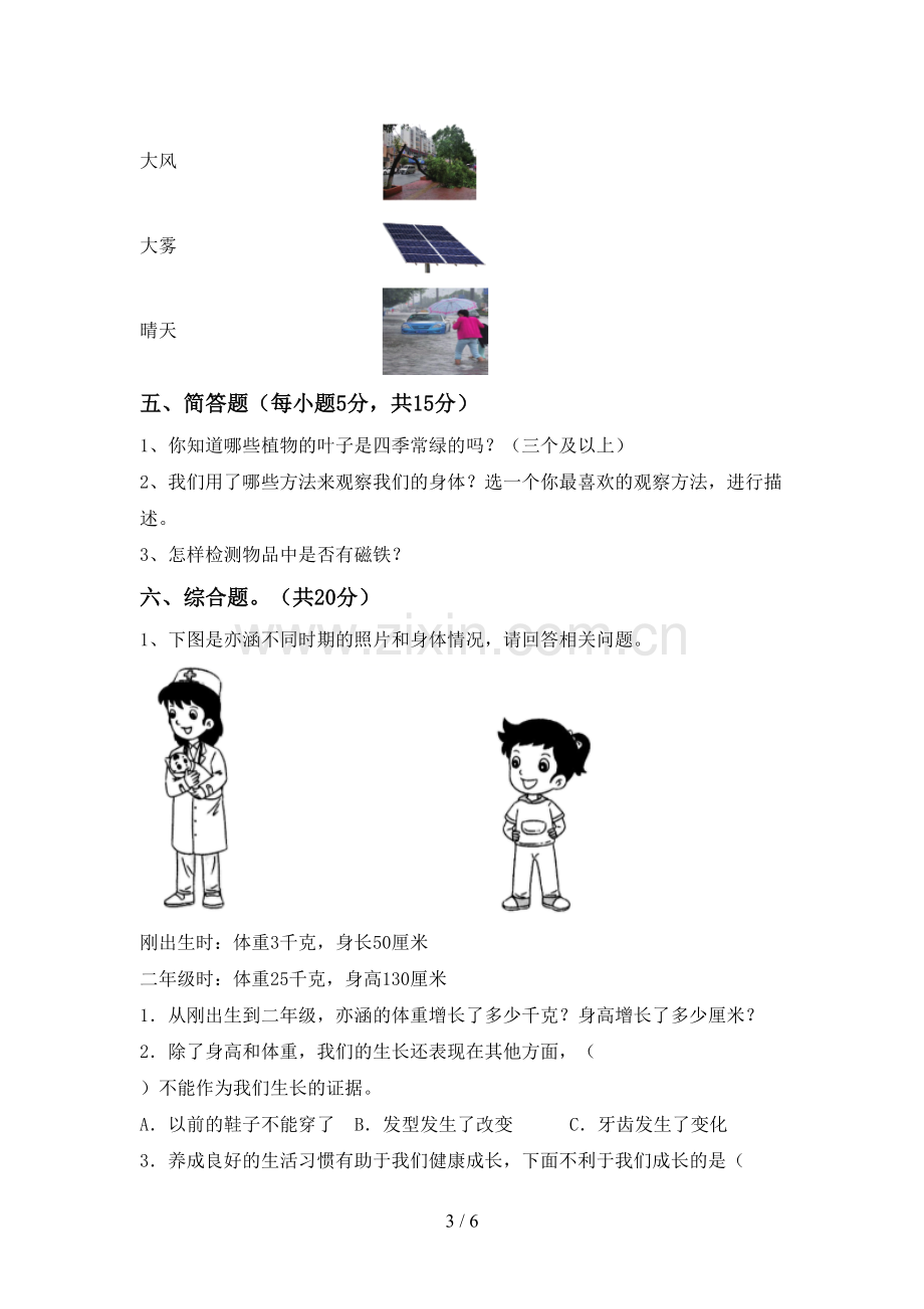 苏教版二年级科学下册期中考试题(及参考答案).doc_第3页