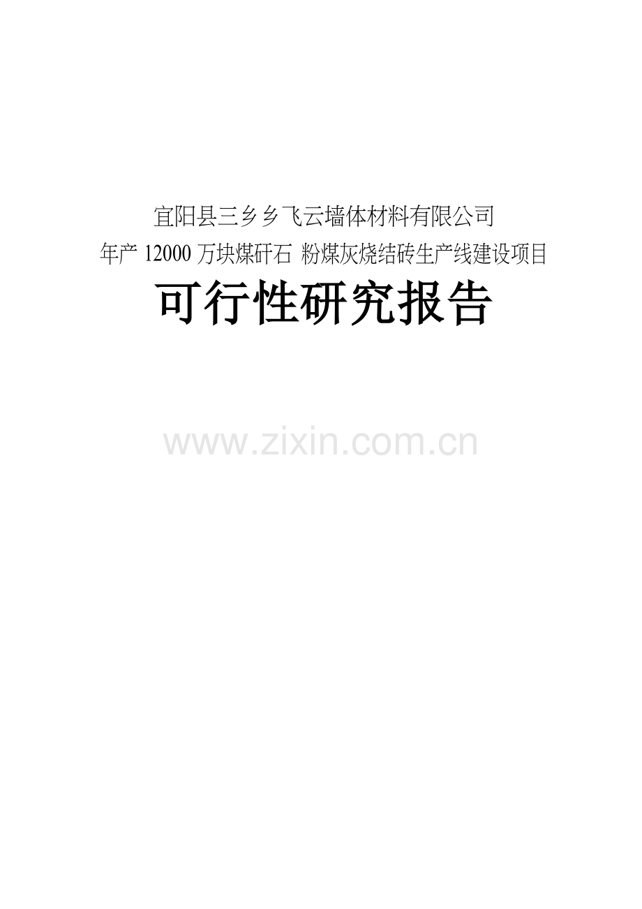 年产2亿块煤矸石粉煤灰烧结砖生产线项目可行性分析报告.doc_第1页