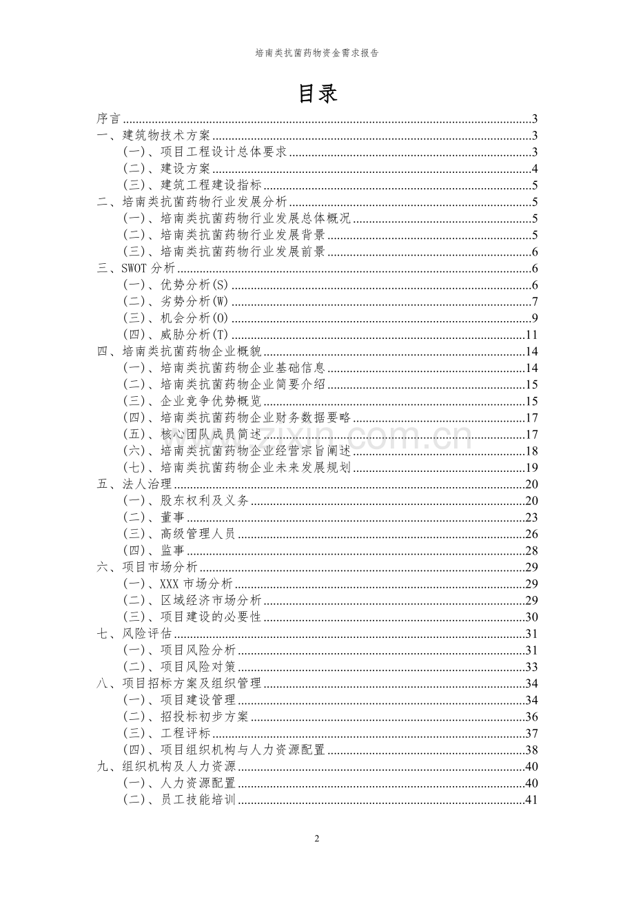 2024年培南类抗菌药物项目资金需求报告.docx_第2页