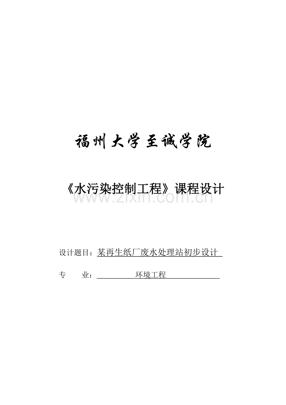 再某生纸厂废水处理初步设计书.doc_第1页