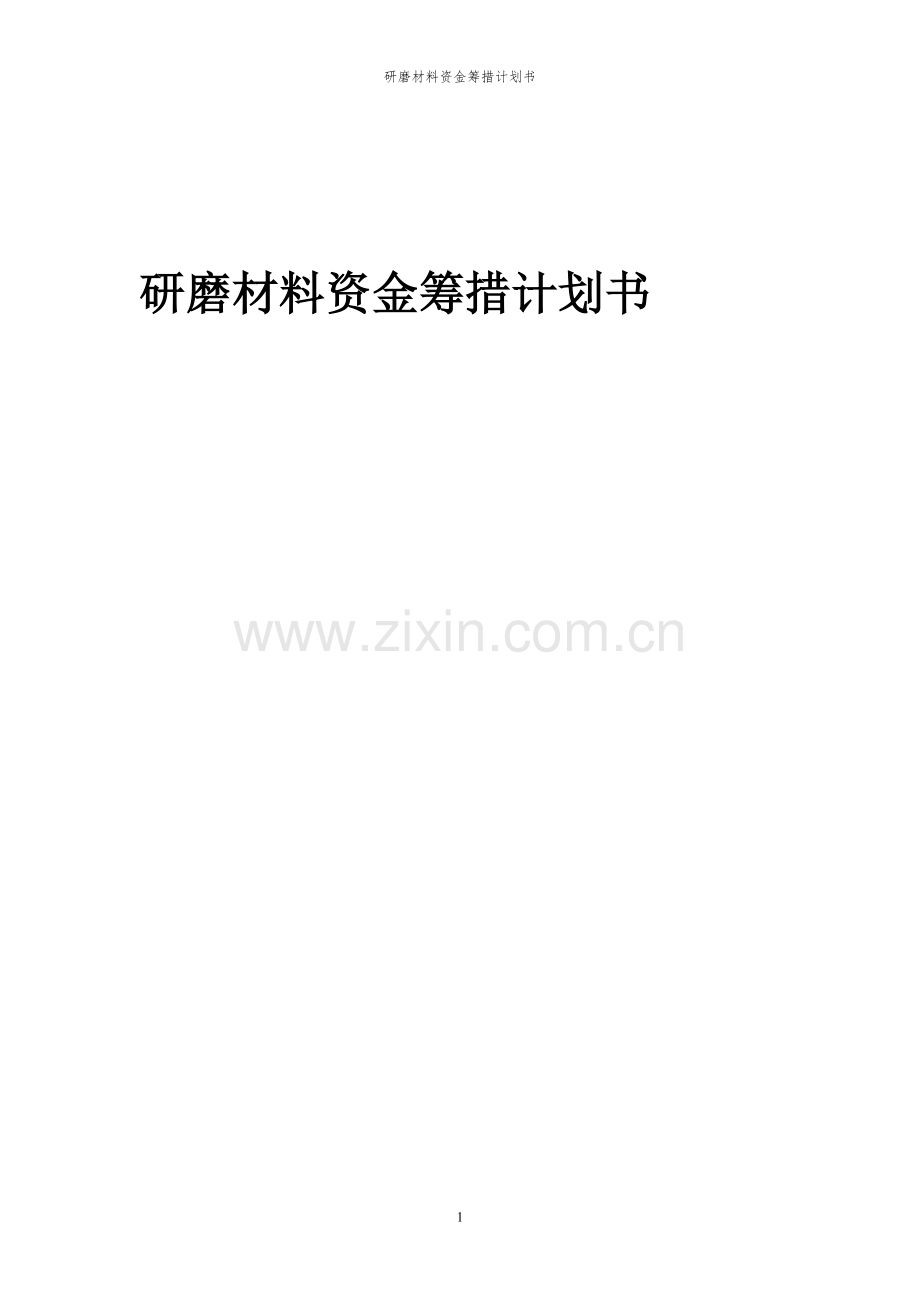 2024年研磨材料项目资金筹措计划书.docx_第1页