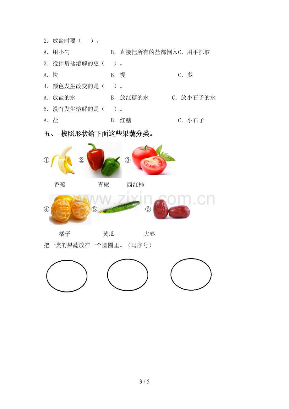 人教版一年级科学下册期中试卷.doc_第3页