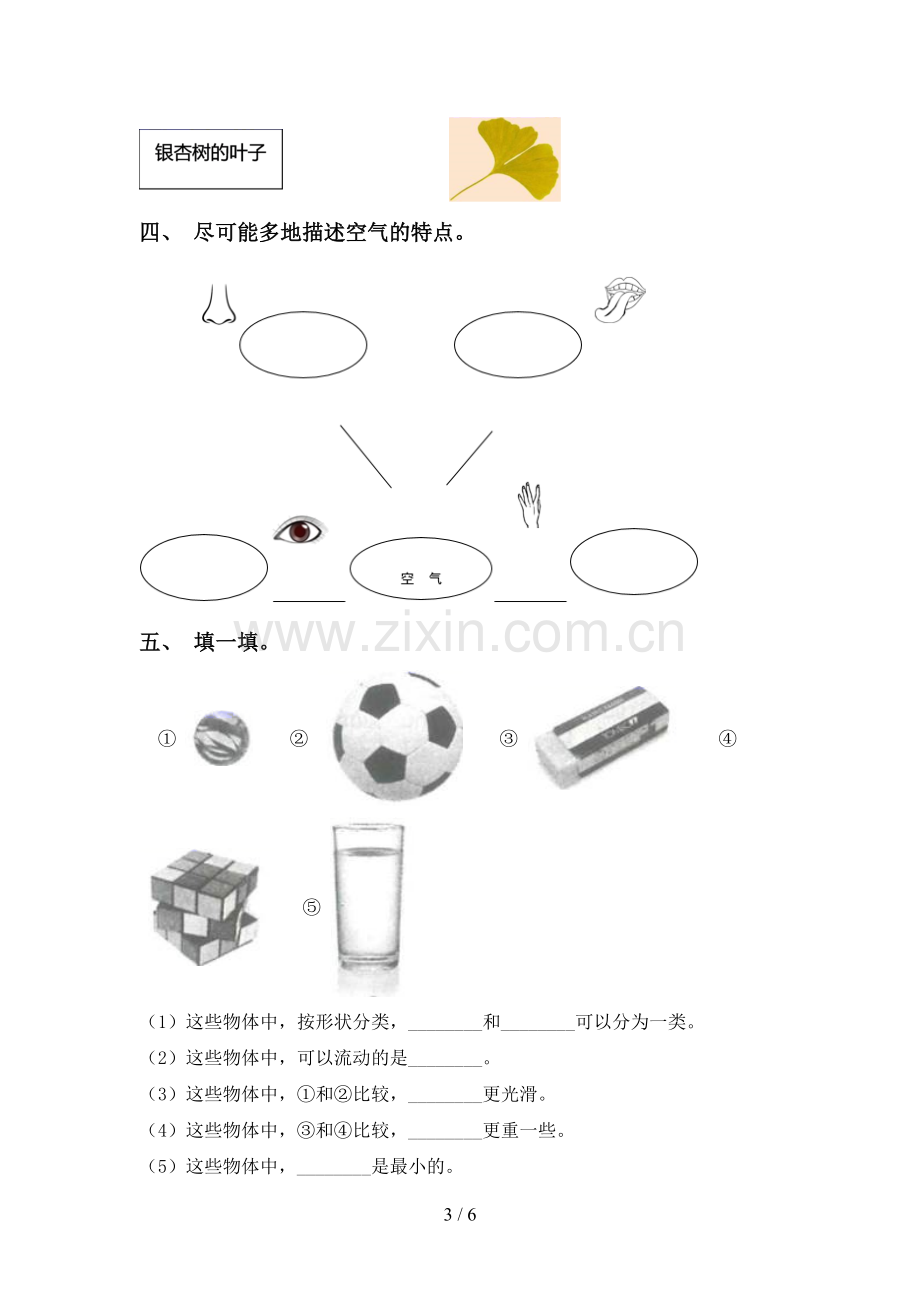 2023年人教版一年级科学下册期中考试卷【参考答案】.doc_第3页