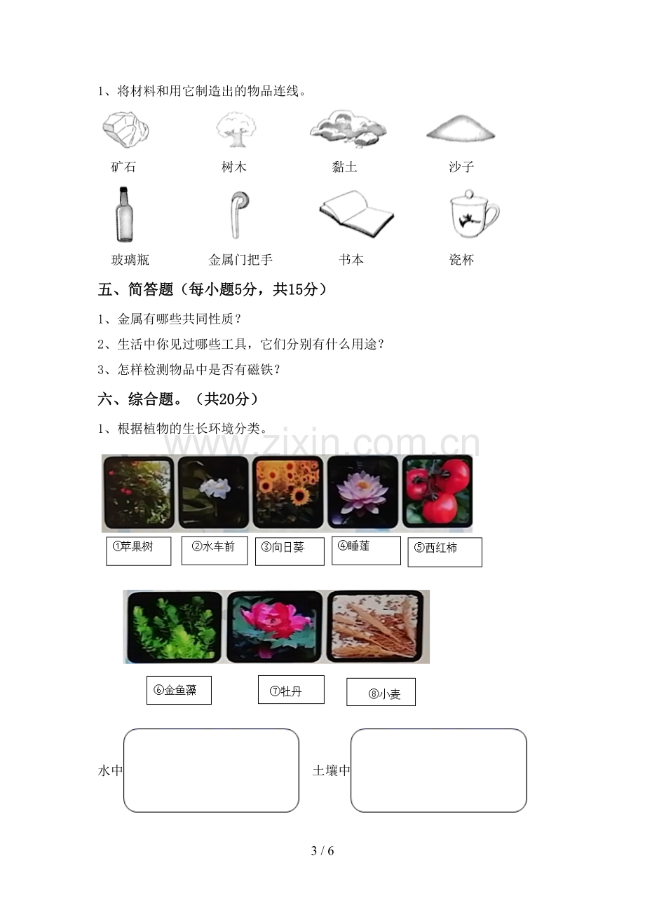 新教科版二年级科学下册期中考试题(精编).doc_第3页