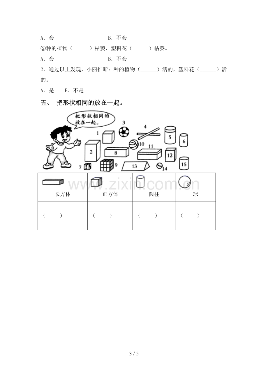 新教科版一年级科学下册期中考试卷及答案【1套】.doc_第3页