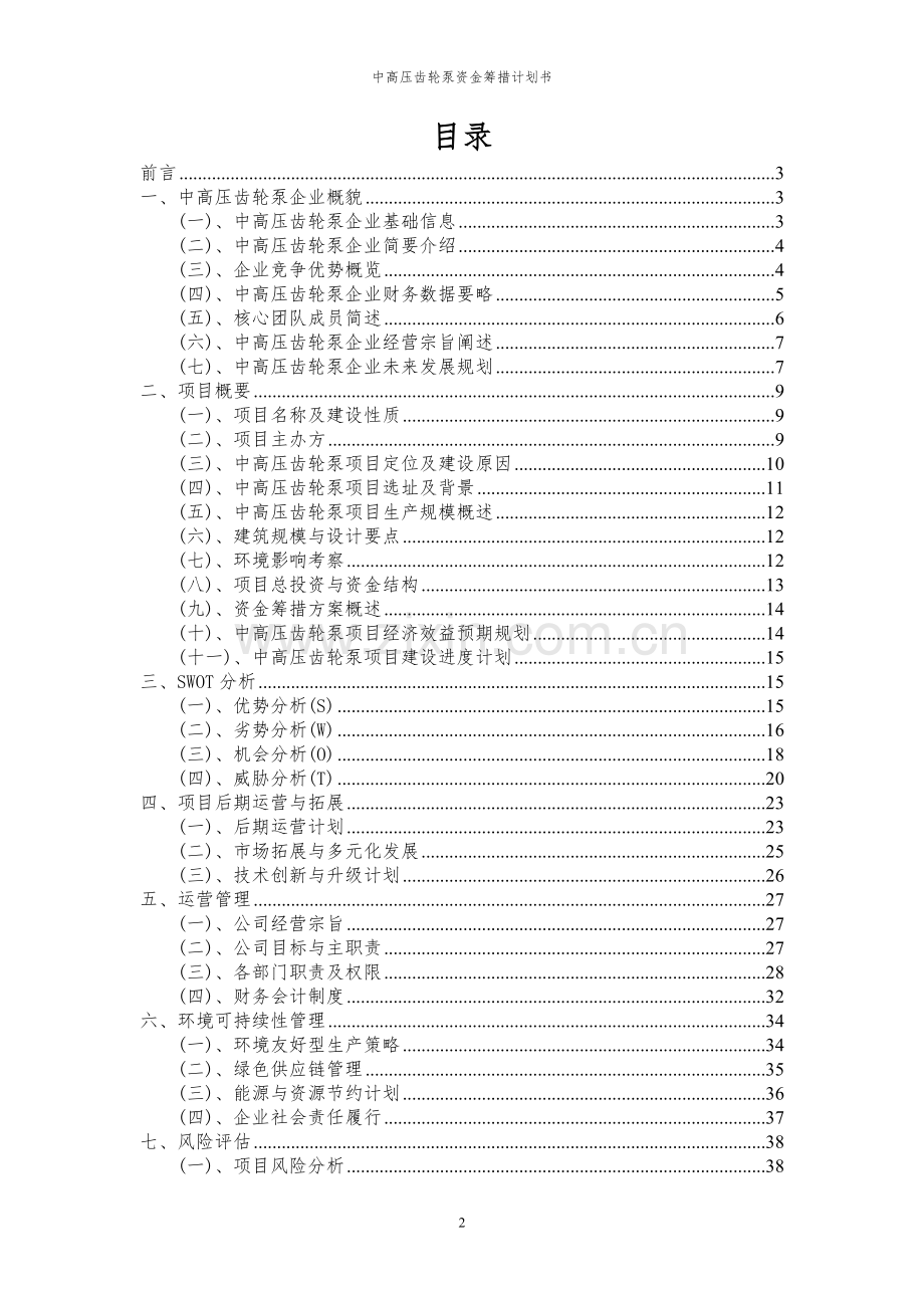 2024年中高压齿轮泵项目资金筹措计划书.docx_第2页