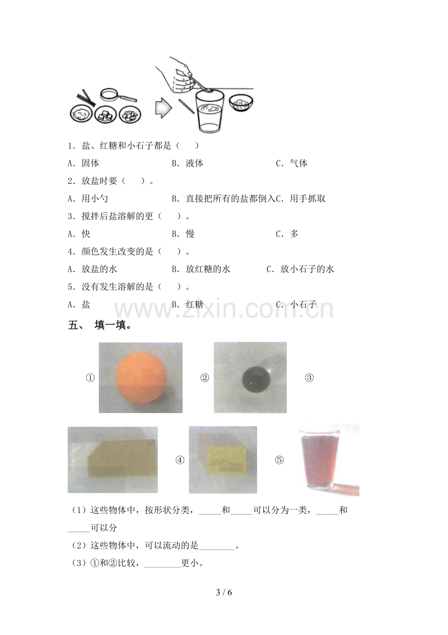 新教科版一年级科学下册期中测试卷(全面).doc_第3页