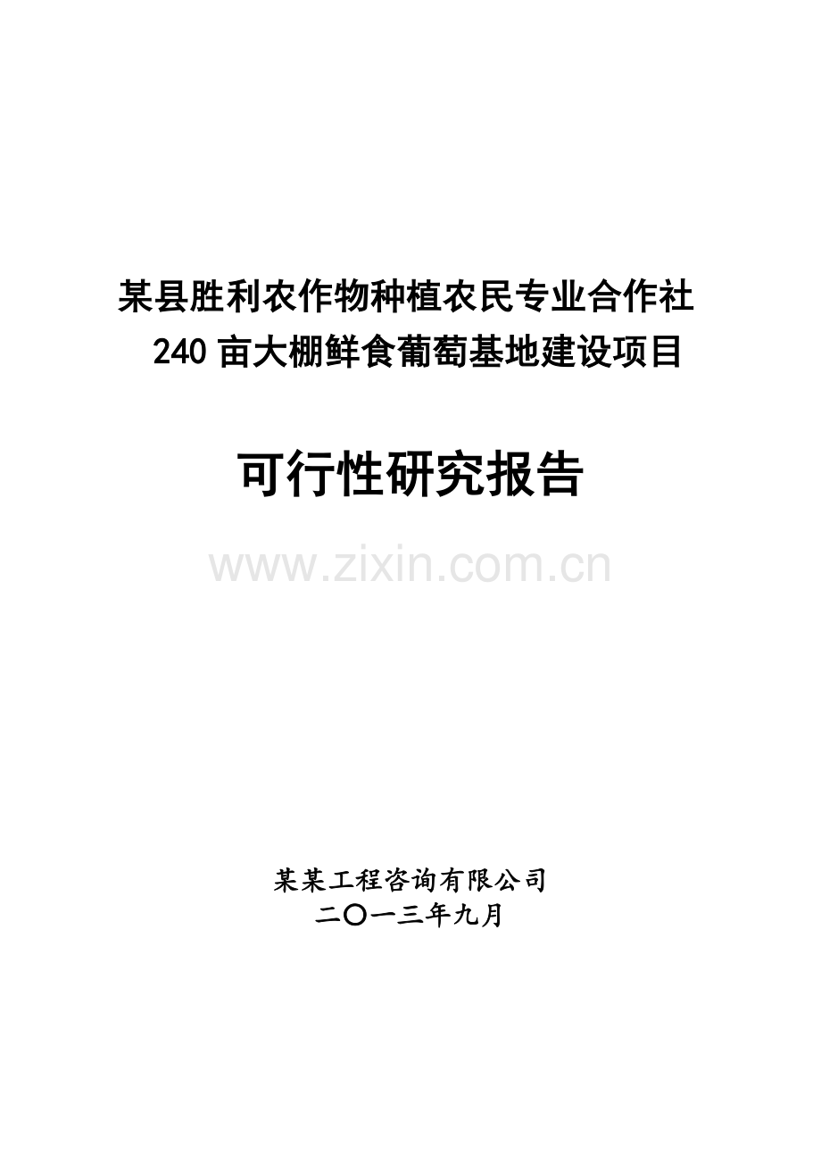 某县胜利农作物种植农民专业合作社240亩大棚鲜食葡萄基地建设项目可行性论证报告.doc_第1页