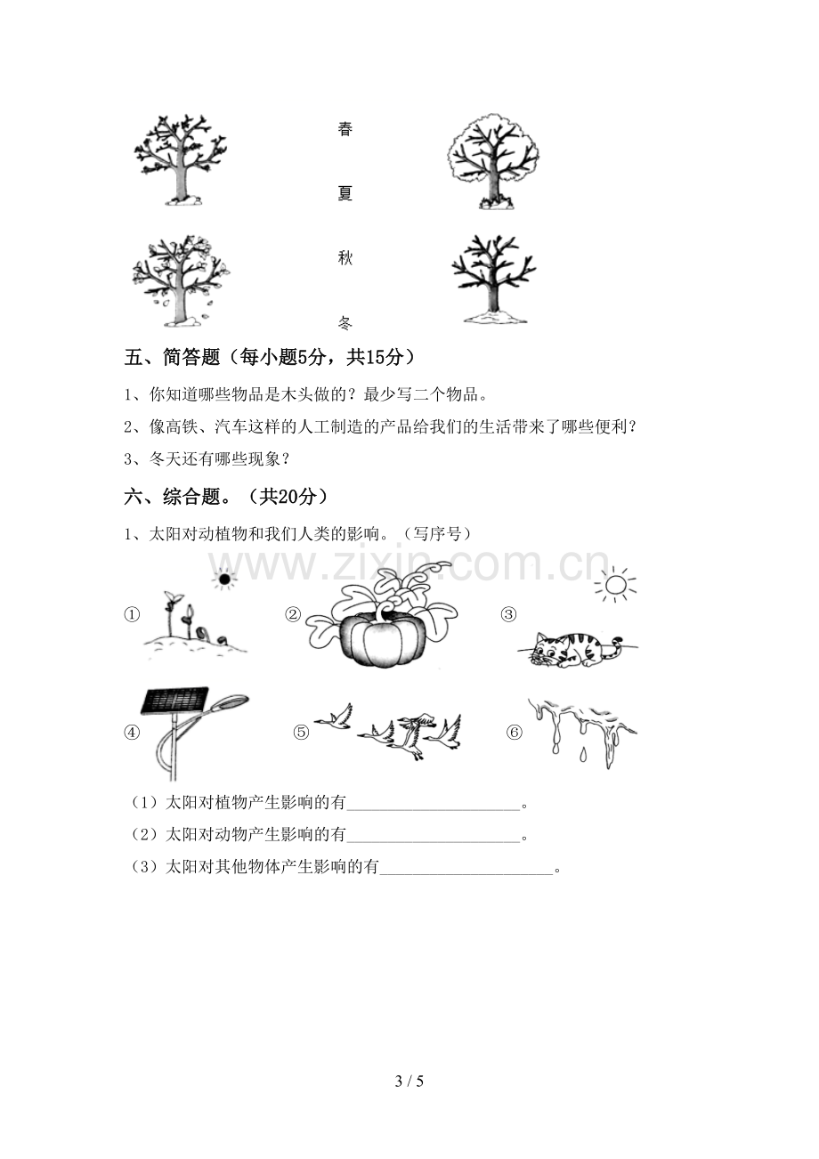 教科版二年级科学下册期中考试题及答案【可打印】.doc_第3页