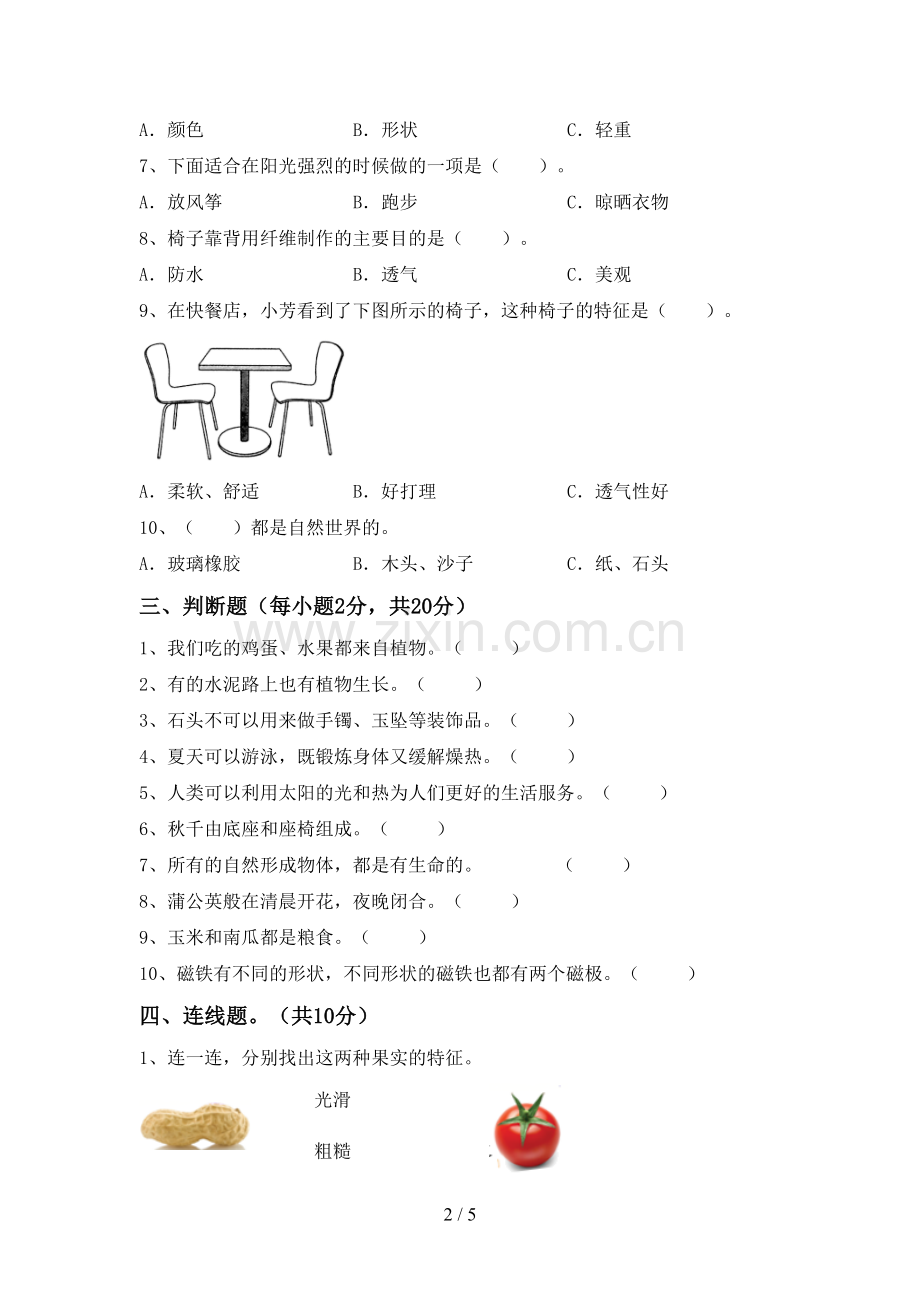 新教科版二年级科学下册期中测试卷(通用).doc_第2页